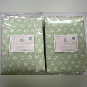 New Pottery Barn Kids Stork Swirl Panel Curtains w/Blackout Lining 50”X 84”